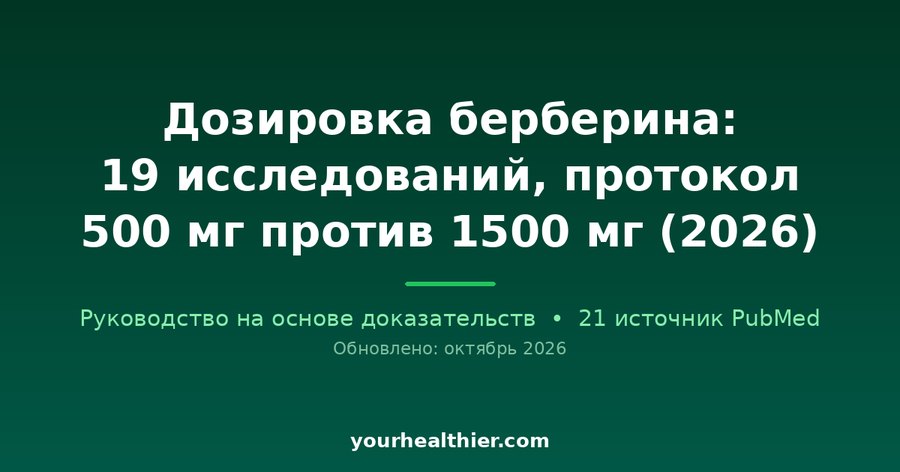 Дозировка берберина: 19 исследований, протокол 500 мг против 1500 мг (2026)