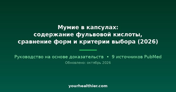Мумие в капсулах: содержание фульвовой кислоты, сравнение форм и критерии выбора (2026)
