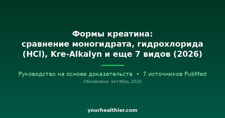 Формы креатина: сравнение моногидрата, гидрохлорида (HCl), Kre-Alkalyn и еще 7 видов (2026)